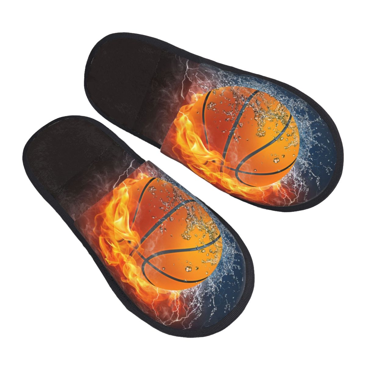 Men'S Shoes Basketball - Pluche binnenpantoffels Basketbalbal op vuur en